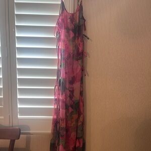 Misa Los Angeles Pink and Green Maxi Dress